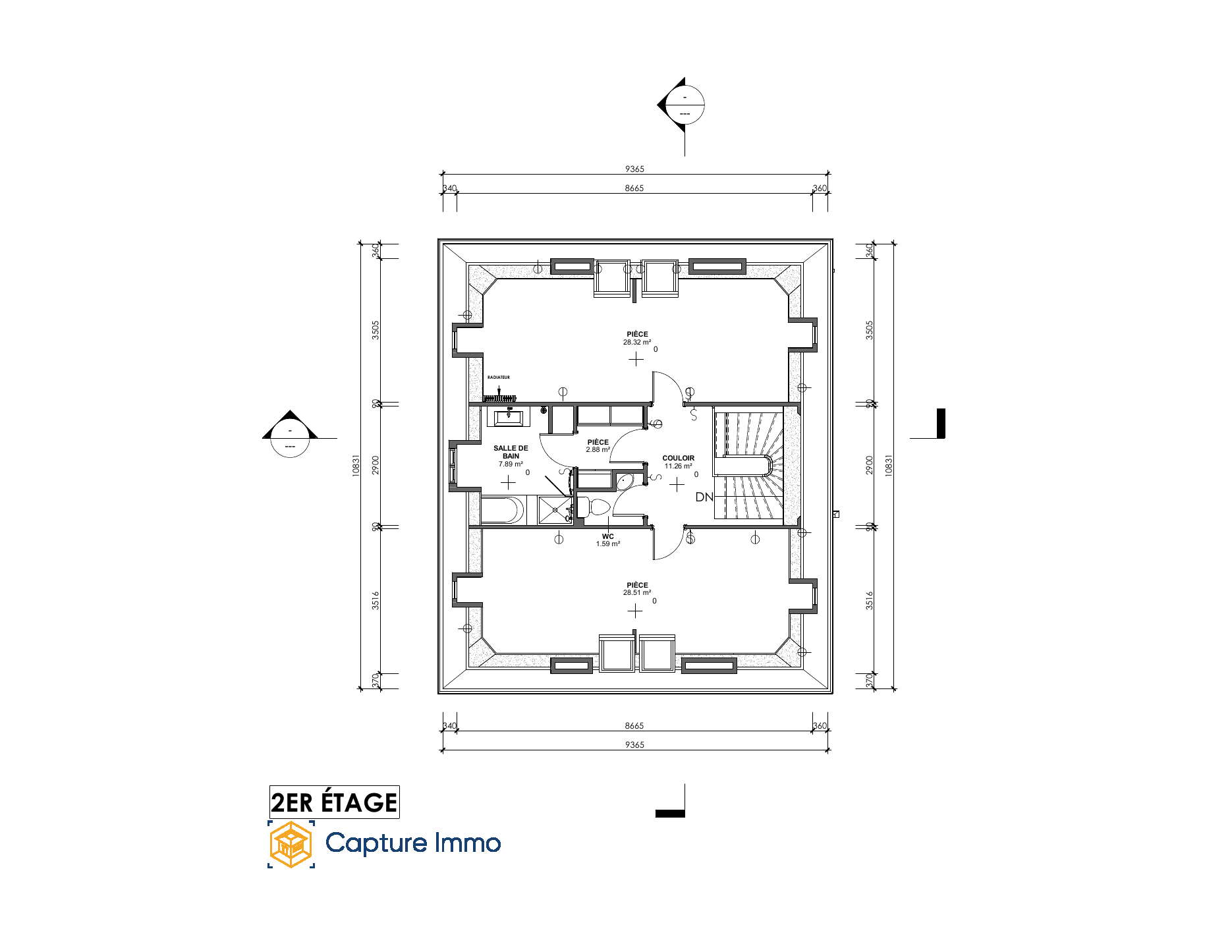 Plan coté · deuxième étage — extrait du dossier de cette maison.