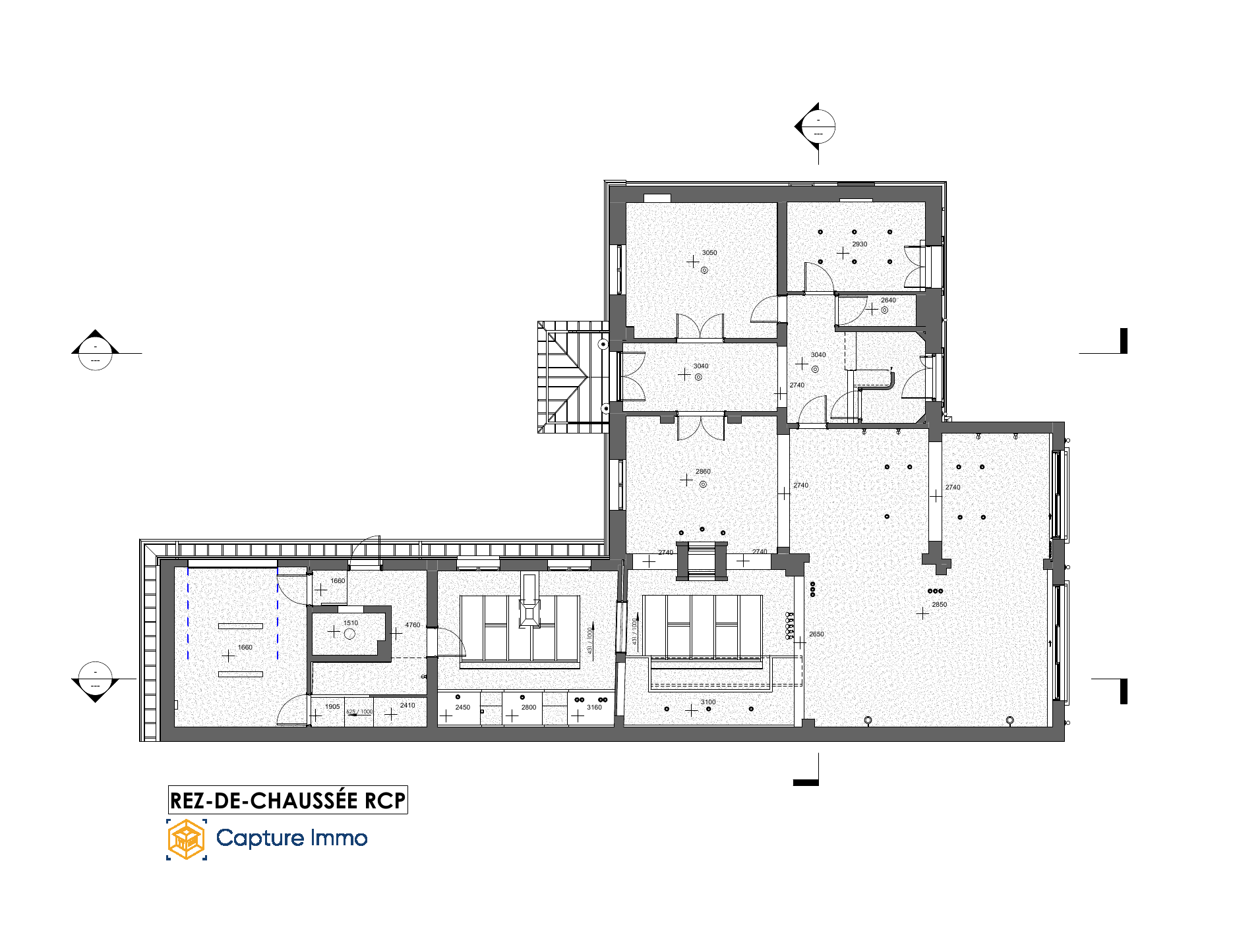Plan des plafonds · rez-de-chaussée — extrait du dossier de cette maison.